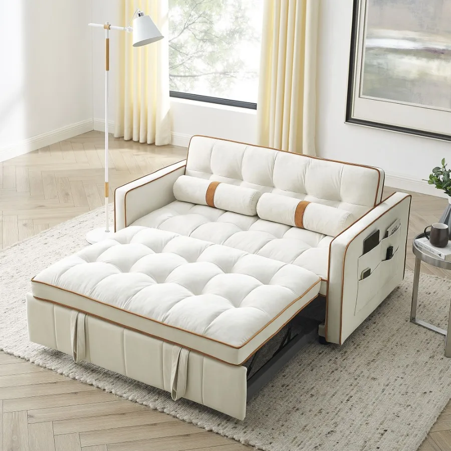 Modern 55.5 Pull Out Sleep Sofa Bed 2 Seater Loveseats Sofa Couch with side pockets Adjsutable Backrest and Lumbar Pillows for
Modern 55.5 Pull Out Sleep Sofa Bed 2 Seater Loveseats Sofa Couch with side pockets Adjsutable Backrest and Lumbar Pillows for