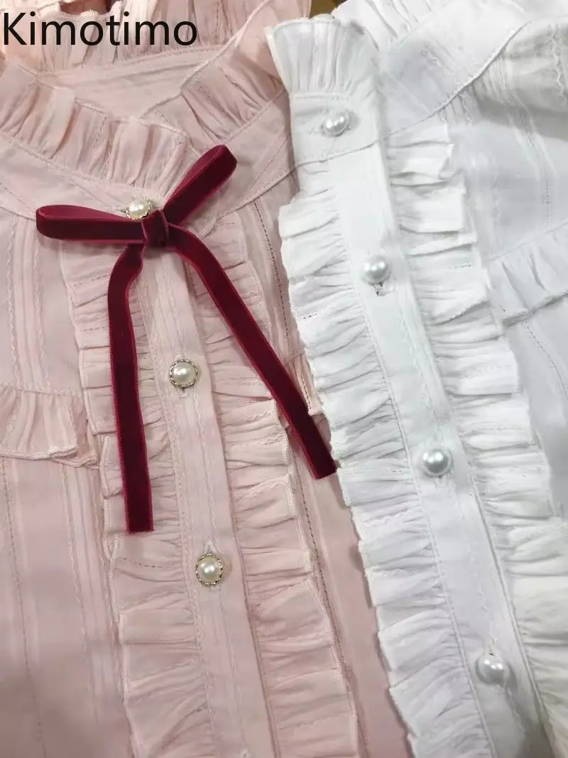 Kimotimo Japanese Lolita Long Sleeve Shirts Women Stand Collar Palace Style Spliced Ruffle Slim Tops Vintage Sweet Y2k Blouse
Kimotimo Japanese Lolita Long Sleeve Shirts Women Stand Collar Palace Style Spliced Ruffle Slim Tops Vintage Sweet Y2k Blouse