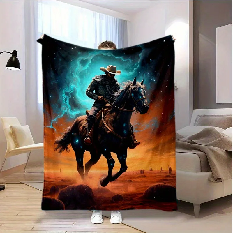 Starry Sky Cowboy Riding Horse Flannel Throw Blanket Polyester Knitted, All-Season Comfort, Digitally Printed, Stain
Starry Sky Cowboy Riding Horse Flannel Throw Blanket Polyester Knitted, All-Season Comfort, Digitally Printed, Stain