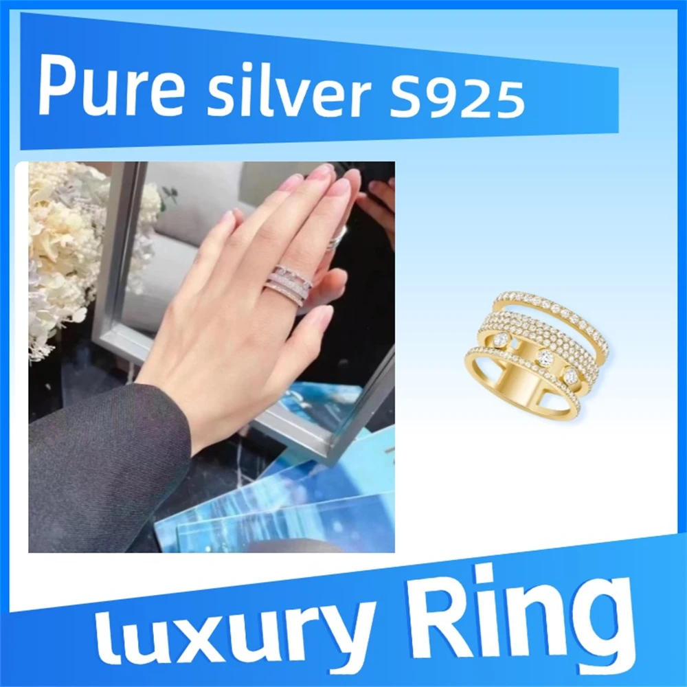 Pure 925 Sterling Silver Move Romane Diamond-paved Ring Brilliant and sparkling luxury jewelry, high quality and fashionable
Pure 925 Sterling Silver Move Romane Diamond-paved Ring Brilliant and sparkling luxury jewelry, high quality and fashionable