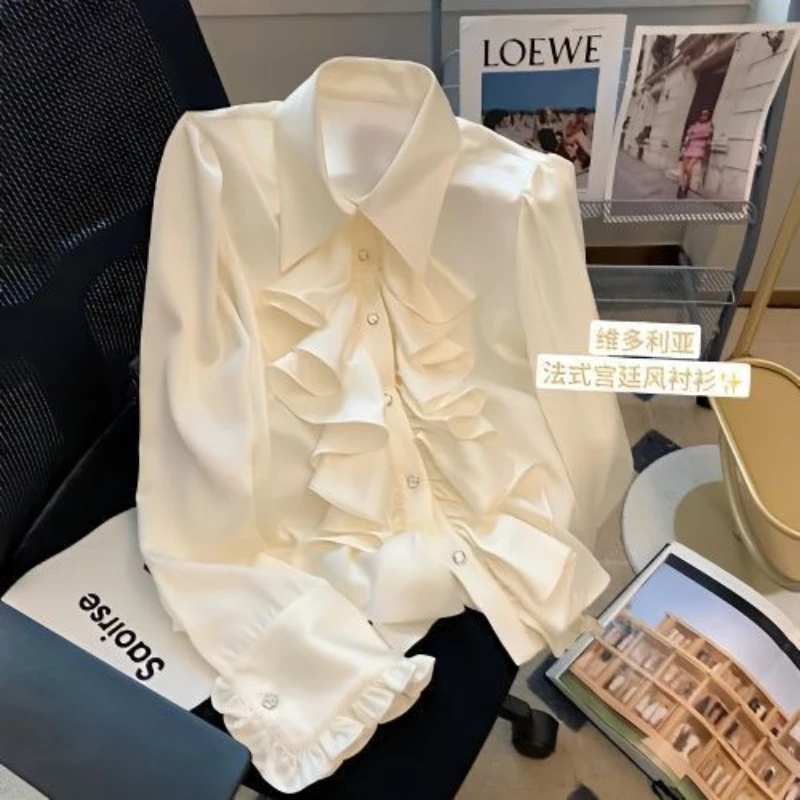 Temperament Ruffles All-match Blouse Spring Autumn New Long Sleeve Solid Office Loose Shirt Tops Fashion Elegant Women Clothing
Temperament Ruffles All-match Blouse Spring Autumn New Long Sleeve Solid Office Loose Shirt Tops Fashion Elegant Women Clothing