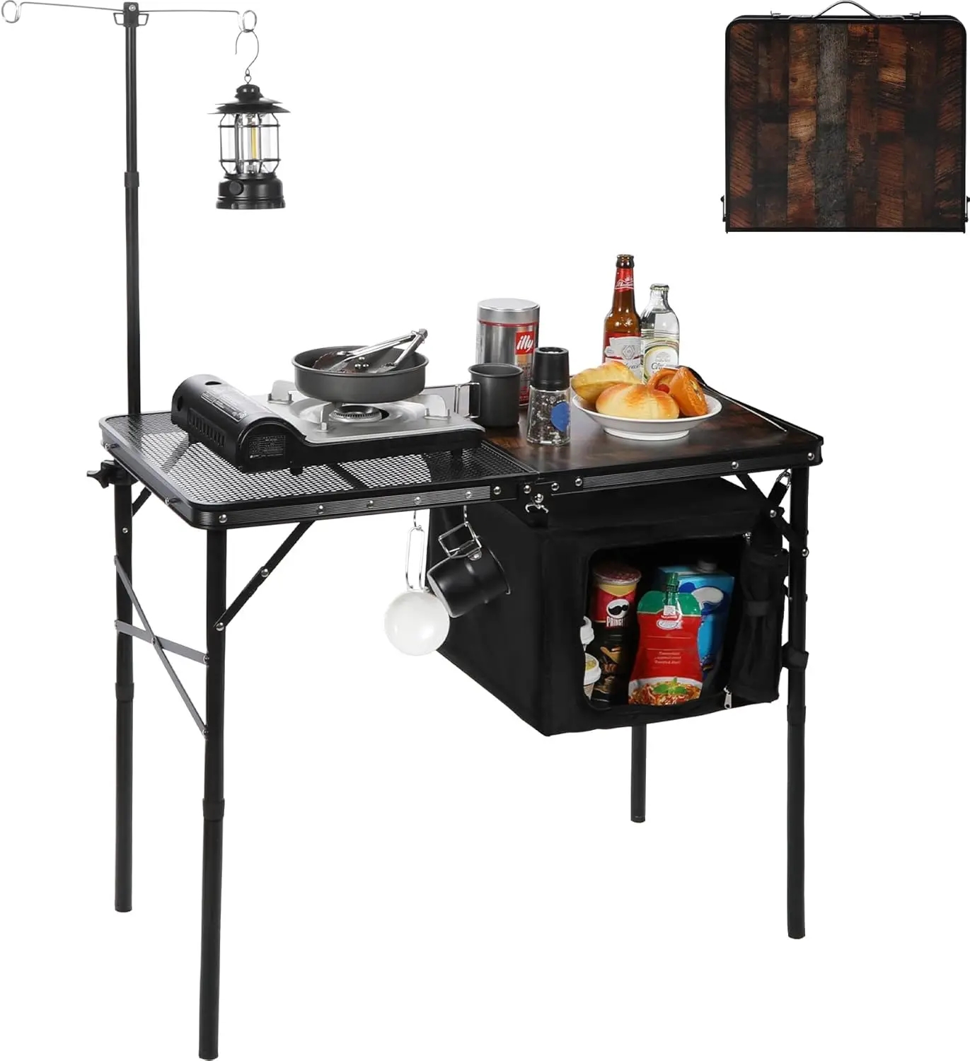 Portable Camping Kitchen Table 3ft Folding Camping Grill Table with Storage Organizer and Telescoping Light Stand Outdoor Cookin
Portable Camping Kitchen Table 3ft Folding Camping Grill Table with Storage Organizer and Telescoping Light Stand Outdoor Cookin
