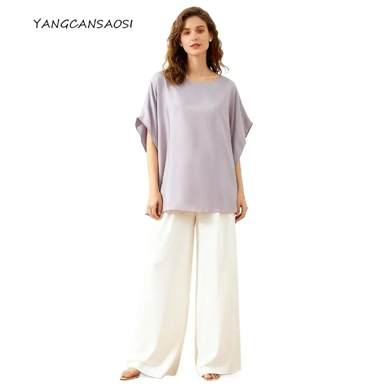 Minimalist Design 93% Natural Mulberry Silk Elastic Double Qiao Satin Batwing Short Sleeved Loose Round Neck Solid Color T-shirt
Minimalist Design 93% Natural Mulberry Silk Elastic Double Qiao Satin Batwing Short Sleeved Loose Round Neck Solid Color T-shirt