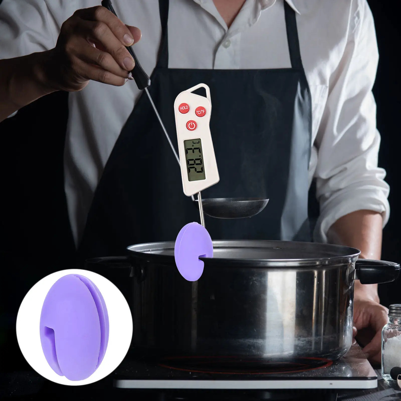 Silicone Temperature Probe Pot Clip Scratch Resistant Thermometer Clamp Pot Edge Holder Accurate Cooking Tool Kitchen Supplies
Silicone Temperature Probe Pot Clip Scratch Resistant Thermometer Clamp Pot Edge Holder Accurate Cooking Tool Kitchen Supplies