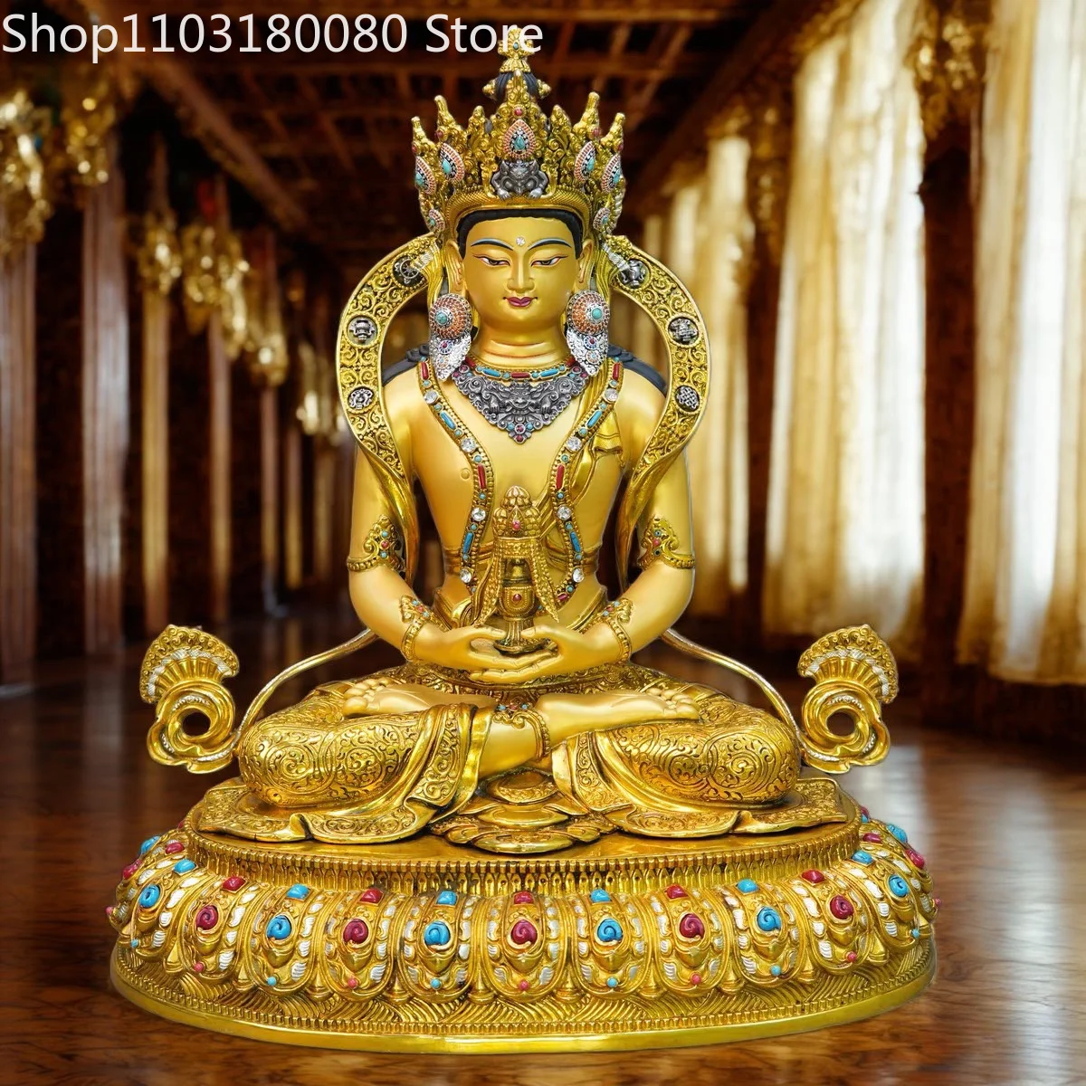 33cm Nepal hand gilding inlay Amitayus Longevity buddha statue Ksitigarbha Dizang sculpture
33cm Nepal hand gilding inlay Amitayus Longevity buddha statue Ksitigarbha Dizang sculpture