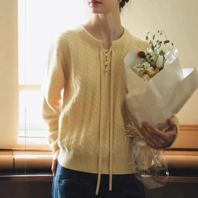 Women's Knitwear Cardigan Pullover Commuter Style V-Neck Knitted Pure Cotton Sweater Full Sleeve Solid Color Top Autumn Winter
Women's Knitwear Cardigan Pullover Commuter Style V-Neck Knitted Pure Cotton Sweater Full Sleeve Solid Color Top Autumn Winter