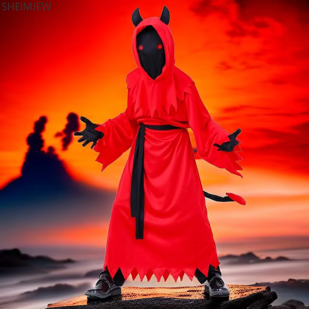 Kids Devil Cosplay Party Carnival Horror Red Eyes Devil Hat Satan Costume Dress Long Sleeve Tunic Hoodie Halloween Party Gift
Kids Devil Cosplay Party Carnival Horror Red Eyes Devil Hat Satan Costume Dress Long Sleeve Tunic Hoodie Halloween Party Gift