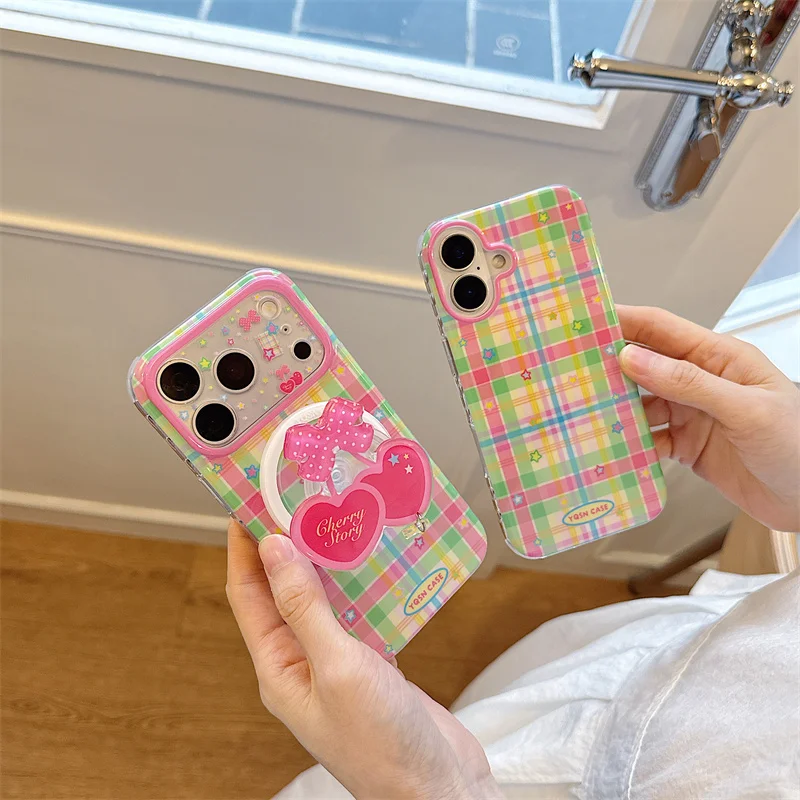 Cute Fruit Plaid Phone Case For iPhone 17 16 15 Promax Luxury Lens Ring Stand Cover For MagSafe Shockproof Clear Bumper Girls
Cute Fruit Plaid Phone Case For iPhone 17 16 15 Promax Luxury Lens Ring Stand Cover For MagSafe Shockproof Clear Bumper Girls