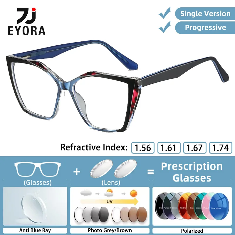 EYORA TR90-Acetate Square Currents Reading Glasses Myopia Eyewear Hyperopia Anti Blue Ray Progressive Photochromic Eyewear Lens
EYORA TR90-Acetate Square Currents Reading Glasses Myopia Eyewear Hyperopia Anti Blue Ray Progressive Photochromic Eyewear Lens