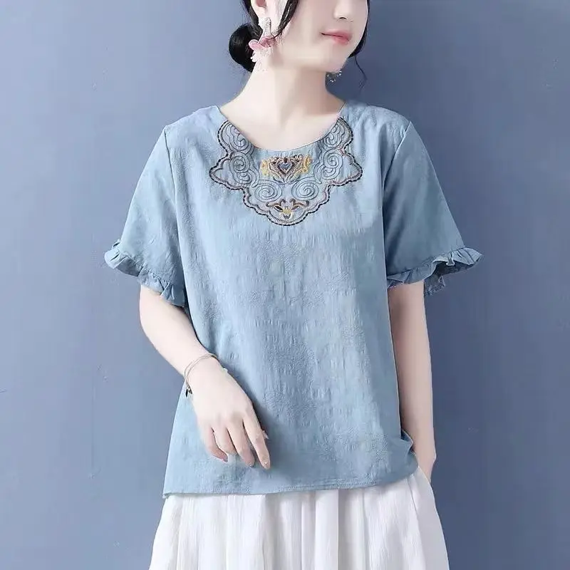 2025 Pregnant Women's Chinese Embroidery Cotton Linen T-shirt Summer Thin Round Neck Casual Short Sleeve Top Maternity Top LF096
2025 Pregnant Women's Chinese Embroidery Cotton Linen T-shirt Summer Thin Round Neck Casual Short Sleeve Top Maternity Top LF096