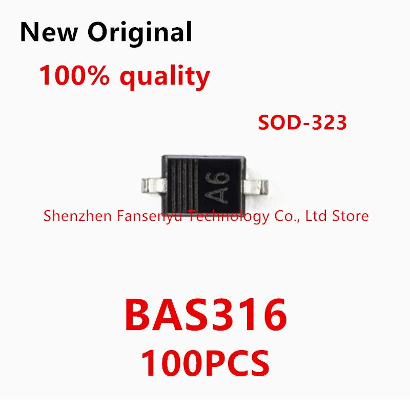 (100pcs) BAS316 SOD-323 0805 SMD Switch Diode (Marking A6)
(100pcs) BAS316 SOD-323 0805 SMD Switch Diode (Marking A6)