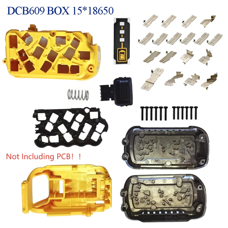 DCB609 Lithium Battery Case 15X18650 Pack Shell with Nickel Connector For DeWalt For FlexVolt 20V 60V DCB606 DCB612 Boxes
DCB609 Lithium Battery Case 15X18650 Pack Shell with Nickel Connector For DeWalt For FlexVolt 20V 60V DCB606 DCB612 Boxes