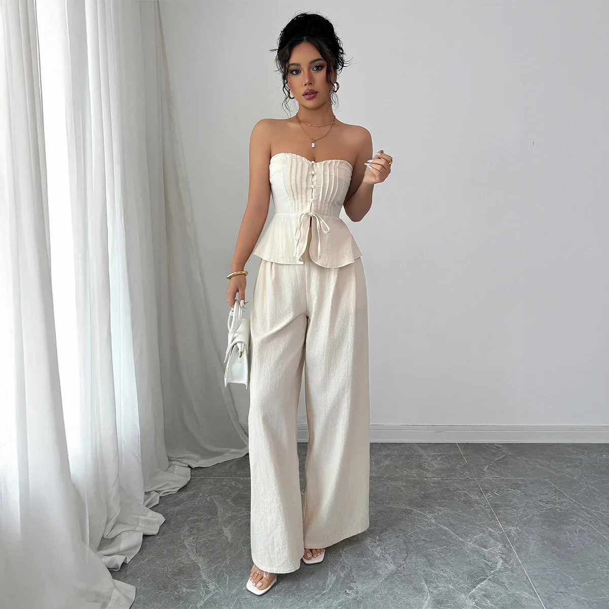 Pant Set Women Two Piece Sets Strapless Matching Sets Sexy Tops Y2k Streetwear Work Wide Leg Long Pants High Waist Summer
Pant Set Women Two Piece Sets Strapless Matching Sets Sexy Tops Y2k Streetwear Work Wide Leg Long Pants High Waist Summer