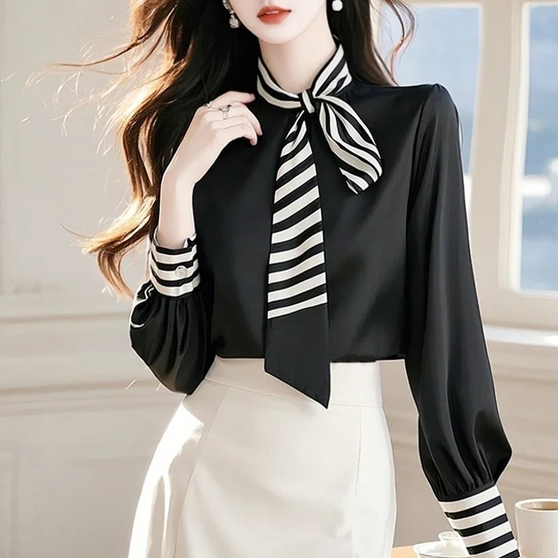 Chiffon Women's Blouses Korean Shirts Office Lady Loose Spring/Summer Vintage Clothing Solid Long Sleeve Bow Women Tops
Chiffon Women's Blouses Korean Shirts Office Lady Loose Spring/Summer Vintage Clothing Solid Long Sleeve Bow Women Tops