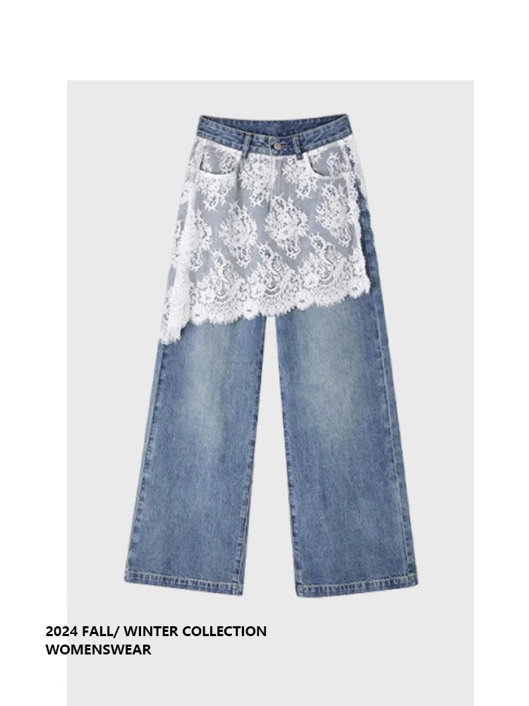 Forever 2 Lace Patchwork Wide Leg Jeans Women Loose Floor-Length Straight Leg Pants Spring Casual Sle plus Size
Forever 2 Lace Patchwork Wide Leg Jeans Women Loose Floor-Length Straight Leg Pants Spring Casual Sle plus Size