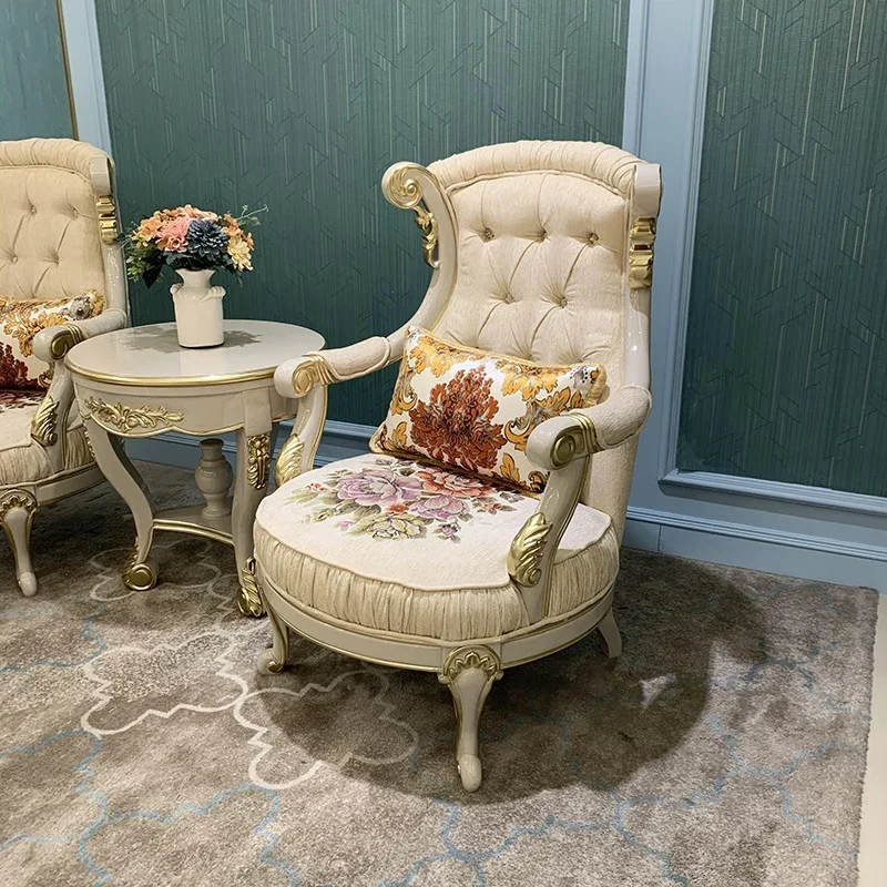 European style leisure chair light luxury gray sofa living room single chair bedroom solid wood carved cloth chair image
European style leisure chair light luxury gray sofa living room single chair bedroom solid wood carved cloth chair image