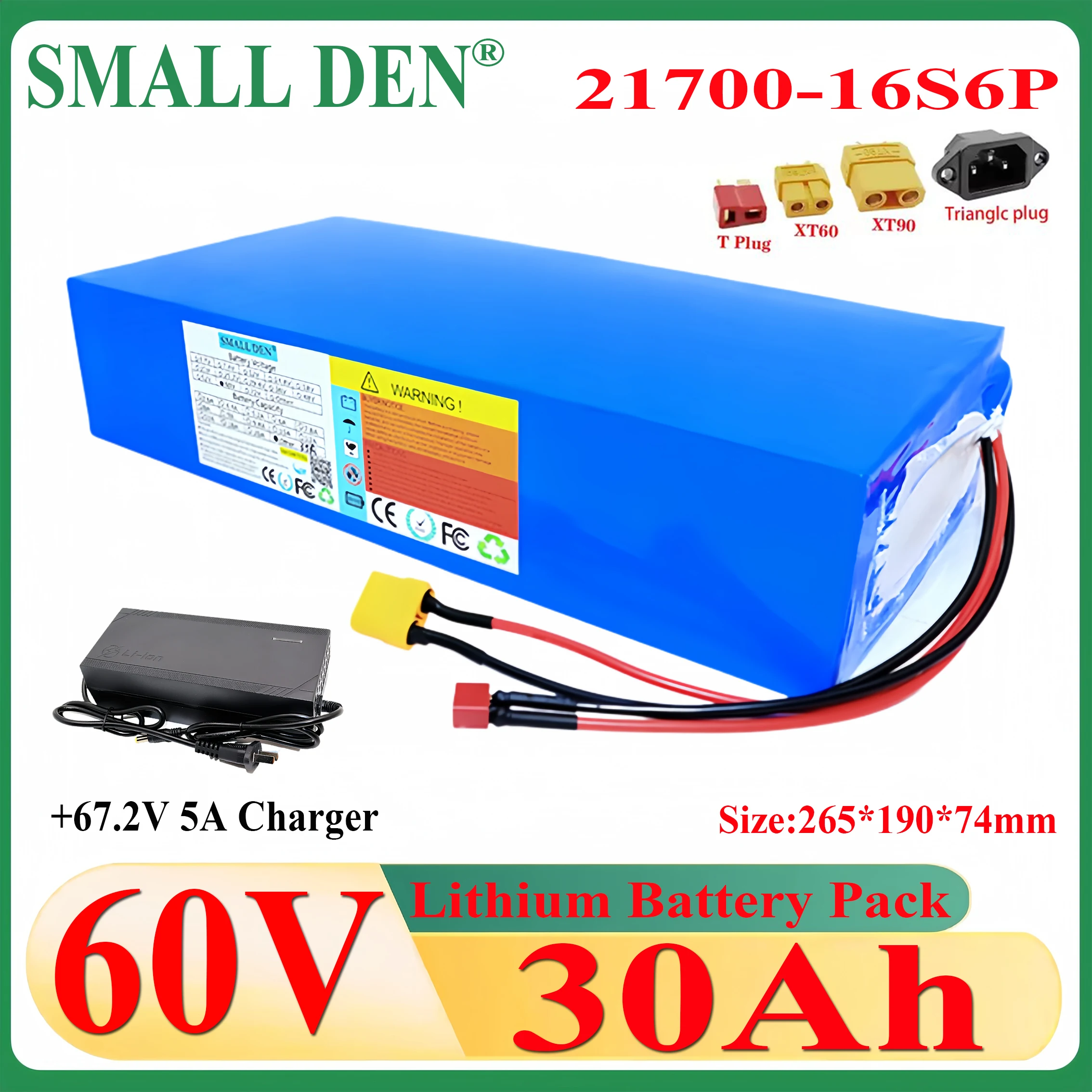 New 60V 30Ah 21700 16S6P lithium battery pack, built-in 40A BMS 1500W 2500W motor, with BMS rechargeable battery+67.2V5A charger
New 60V 30Ah 21700 16S6P lithium battery pack, built-in 40A BMS 1500W 2500W motor, with BMS rechargeable battery+67.2V5A charger