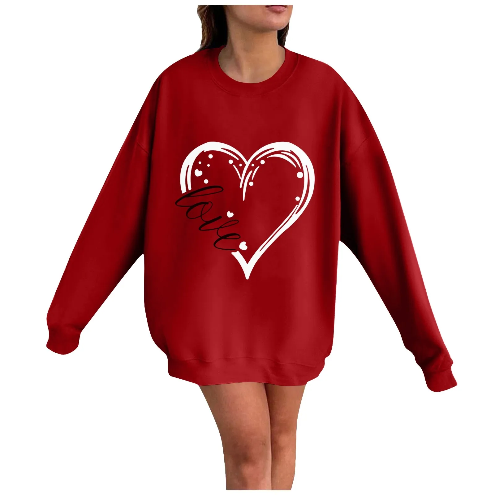 Spring Sweatshirt For Women Red Valentine's Day Long Sleeve Tops Loose O Neck Fashion Pullovers New Oversized Woman Clothing
Spring Sweatshirt For Women Red Valentine's Day Long Sleeve Tops Loose O Neck Fashion Pullovers New Oversized Woman Clothing