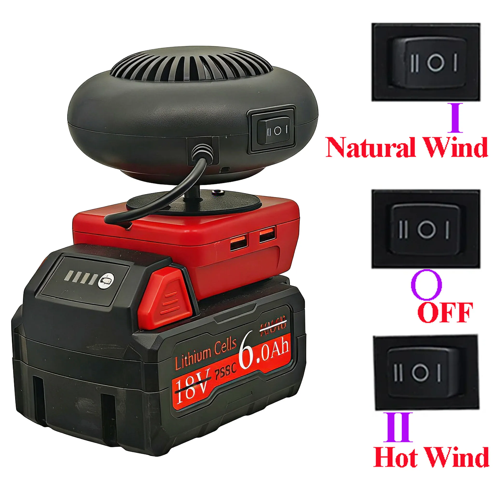 Tool Parts For Milwaukee For DeWALT Li-ion Battery Lithium Electric Power Warm Air Blower Fan Heater Hot Cold Wind USB Charger
Tool Parts For Milwaukee For DeWALT Li-ion Battery Lithium Electric Power Warm Air Blower Fan Heater Hot Cold Wind USB Charger