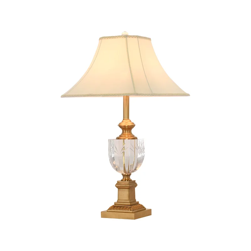 European Brass Clear Crystal Table Light Study Desk Decoration Luxury Living Room Bedroom Bedside Fabric Copper Table Lamp
European Brass Clear Crystal Table Light Study Desk Decoration Luxury Living Room Bedroom Bedside Fabric Copper Table Lamp