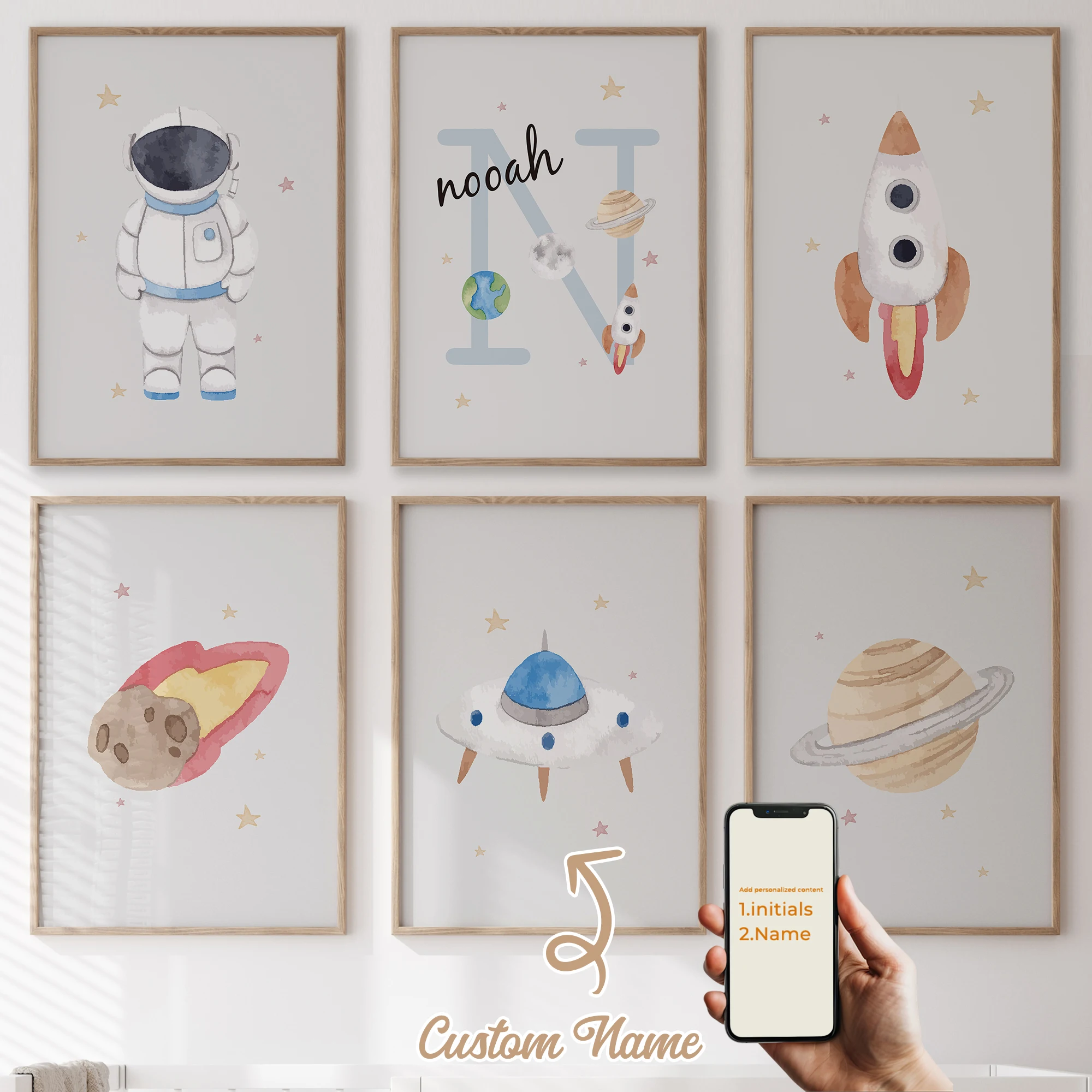 3Pcs/6pcs Personalized Custom Name Cute Cartoon Rocket Wall Art Print Picture For Living Room Kids Boy Room Home Decor Gift
3Pcs/6pcs Personalized Custom Name Cute Cartoon Rocket Wall Art Print Picture For Living Room Kids Boy Room Home Decor Gift