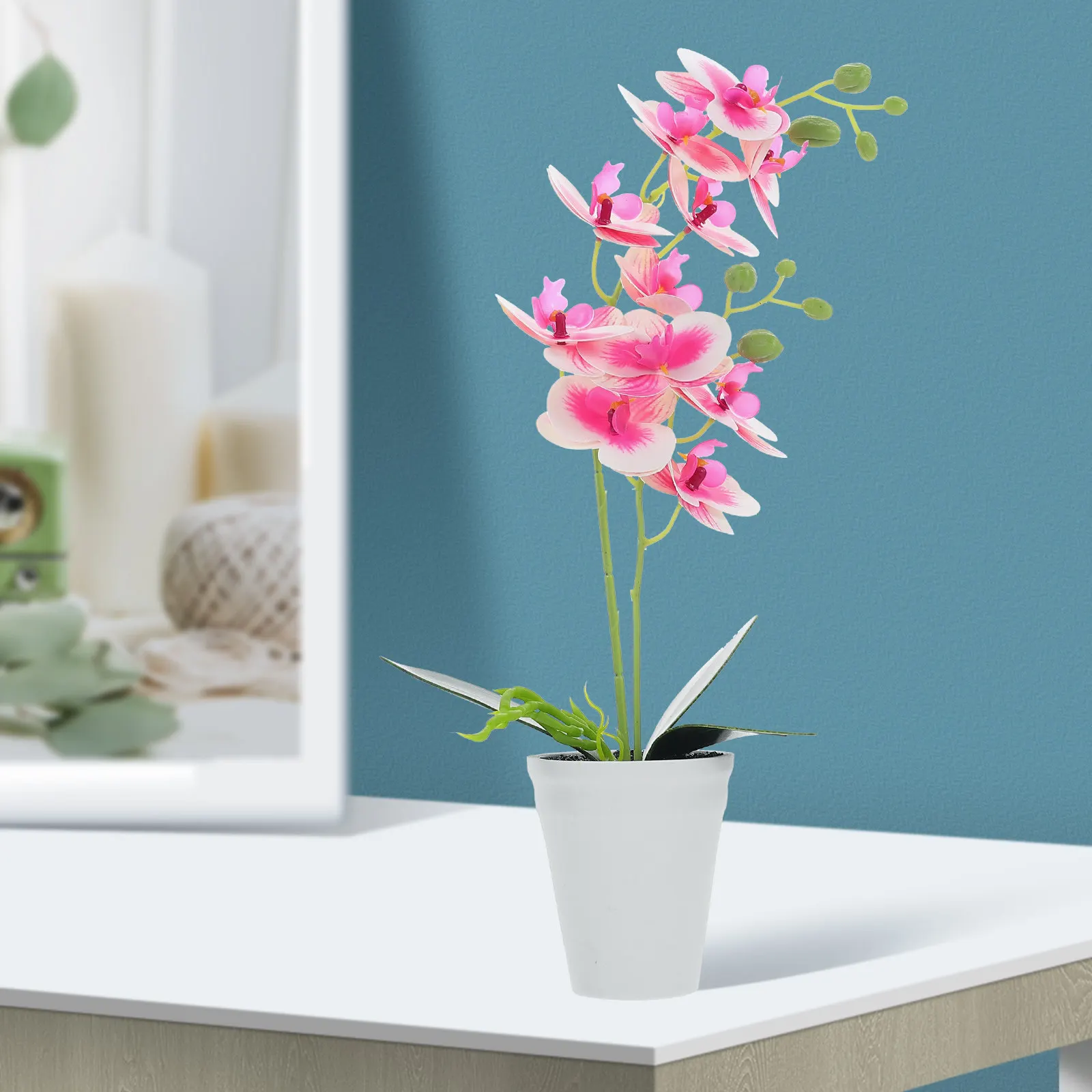 Premium Artificial Phalaenopsis Bonsai in Pot Lifelike Simulation Decor for Home Office Desktop Shelf Windowsill Indoor
Premium Artificial Phalaenopsis Bonsai in Pot Lifelike Simulation Decor for Home Office Desktop Shelf Windowsill Indoor