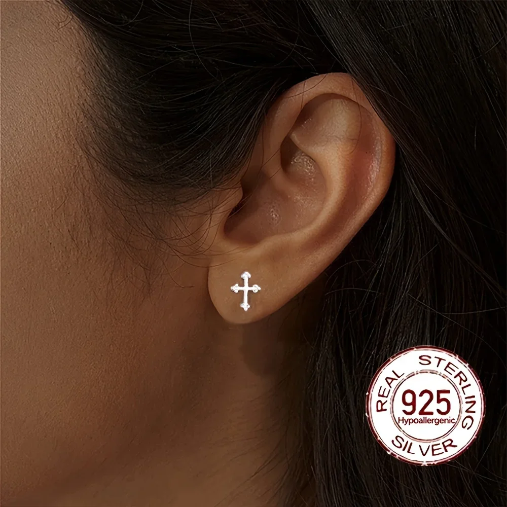 New S925 Sterling Silver Cross Earrings Fashionable Minimalist Design Hypoallergenic for Daily Wear Vacation Valentine's Day
New S925 Sterling Silver Cross Earrings Fashionable Minimalist Design Hypoallergenic for Daily Wear Vacation Valentine's Day