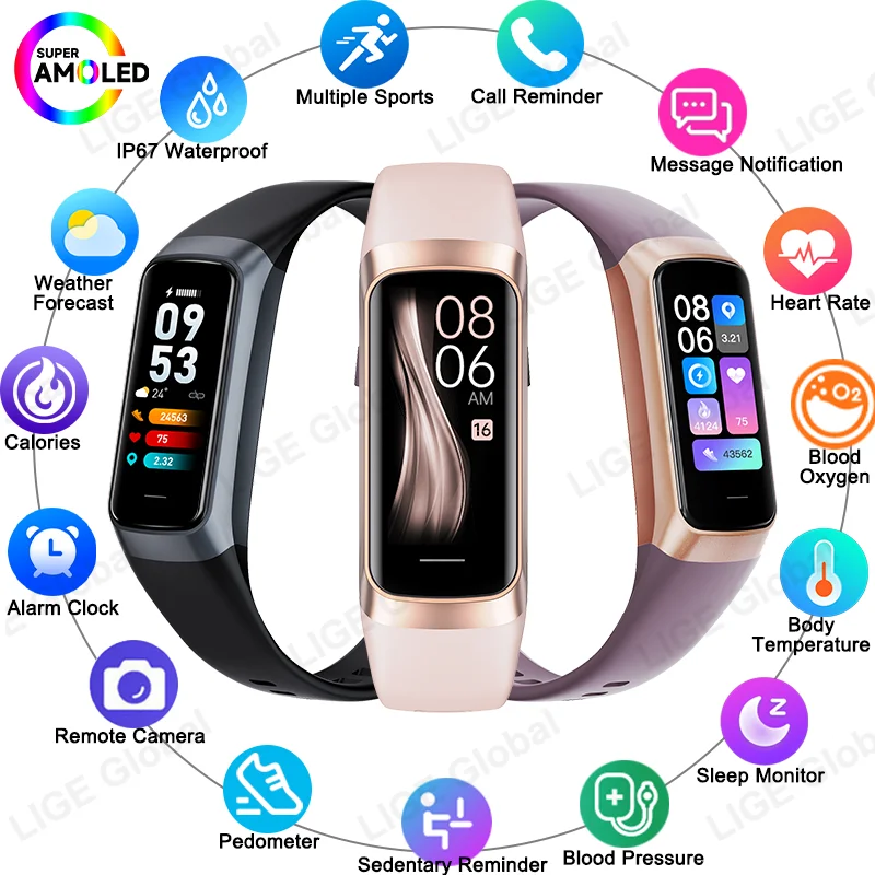 LIGE New AMOLED Smart Watch 2026 Men Smart Band Women Heart Rate SpO2 BP Smartwatch Waterproof Sport Fitness Tracker Bracelet
LIGE New AMOLED Smart Watch 2026 Men Smart Band Women Heart Rate SpO2 BP Smartwatch Waterproof Sport Fitness Tracker Bracelet