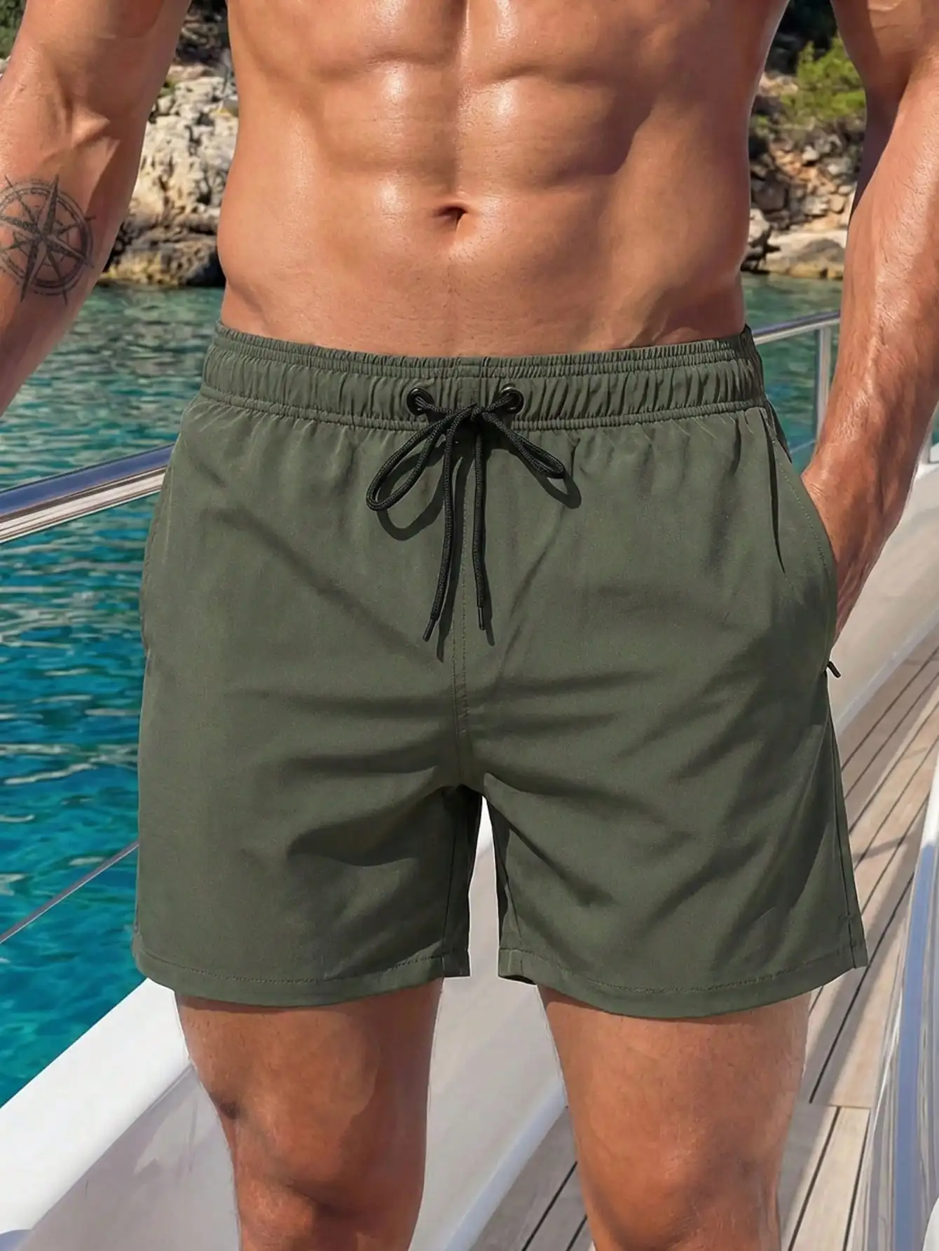 Men Zip Pocket Drawstring Waist Swim Trunks, Olive Green Swim Trunks, Men Green Swim Trunk, Plain Swim Trunks, Dark Green Shorts Men, Men Beachwear
Men Zip Pocket Drawstring Waist Swim Trunks, Olive Green Swim Trunks, Men Green Swim Trunk, Plain Swim Trunks, Dark Green Shorts Men, Men Beachwear