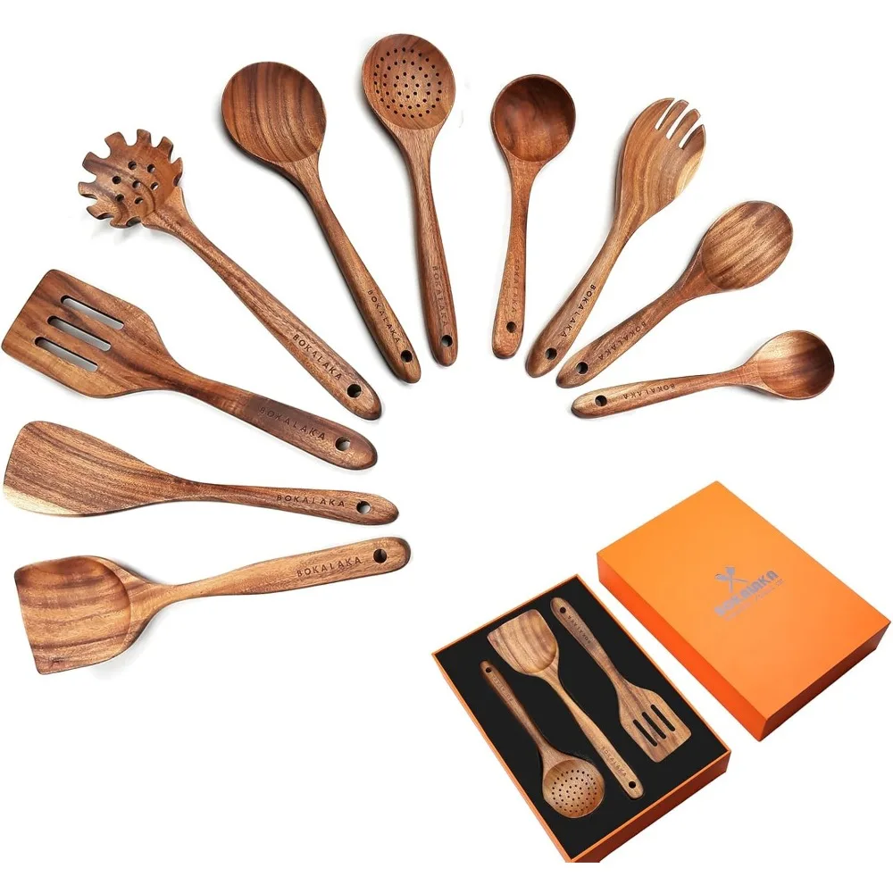 10 Piece Natural Teak Wood Cooking Spoon and Spatula Kitchen Utensil Set
10 Piece Natural Teak Wood Cooking Spoon and Spatula Kitchen Utensil Set