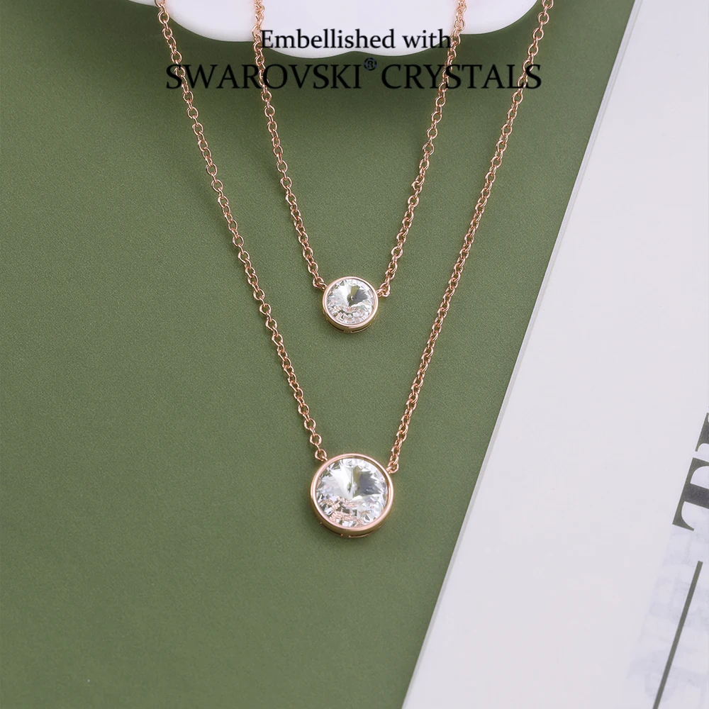 Двухслойное круглое ожерелье с подвеской, украшенное кристаллами Сваровски, геометрическое колье, ювелирные изделия, оригинальные кристаллы из Австрии
Двухслойное круглое ожерелье с подвеской, украшенное кристаллами Сваровски, геометрическое колье, ювелирные изделия, оригинальные кристаллы из Австрии