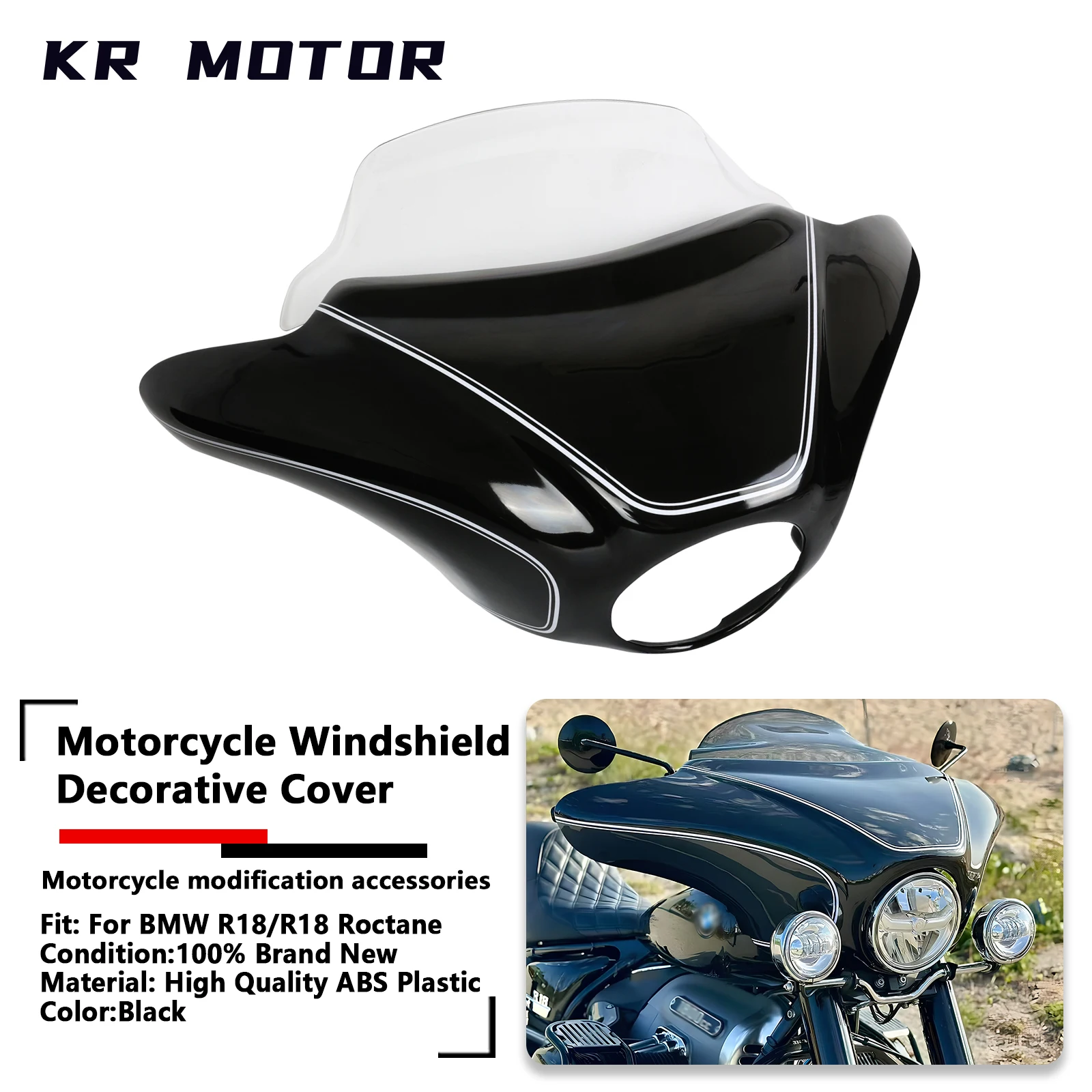 Motorcycle Front Decorative Shell Windshield Headlight Windproof Deflector Fairing Cover Visor Black Fits For BMW R18 2020-2025
Motorcycle Front Decorative Shell Windshield Headlight Windproof Deflector Fairing Cover Visor Black Fits For BMW R18 2020-2025
