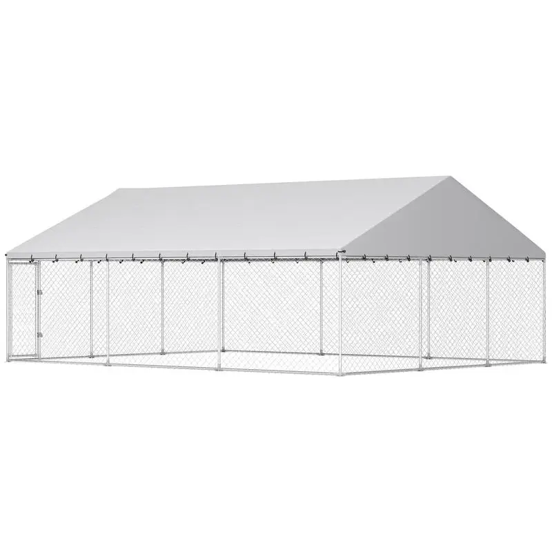 Heavy Duty Outdoor Dog Kennel with Waterproof Roof, 2 Secure Latches, Chain Link Dog Run for Backyard, 20' x 15' x 8'
Heavy Duty Outdoor Dog Kennel with Waterproof Roof, 2 Secure Latches, Chain Link Dog Run for Backyard, 20' x 15' x 8'