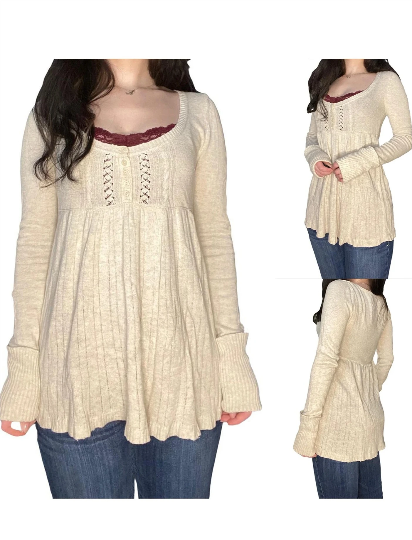 Новые модные женские весенне-осенние вязаные топы, однотонная туника с длинным рукавом и пуговицами, с квадратным вырезом, блузка, свитера
Новые модные женские весенне-осенние вязаные топы, однотонная туника с длинным рукавом и пуговицами, с квадратным вырезом, блузка, свитера