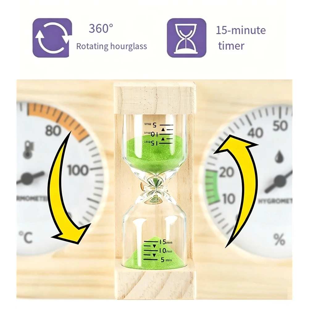 Sauna Thermometer Hygrometer with 15 Minute Hourglass for Accurate Monitoring of Temperature
Sauna Thermometer Hygrometer with 15 Minute Hourglass for Accurate Monitoring of Temperature