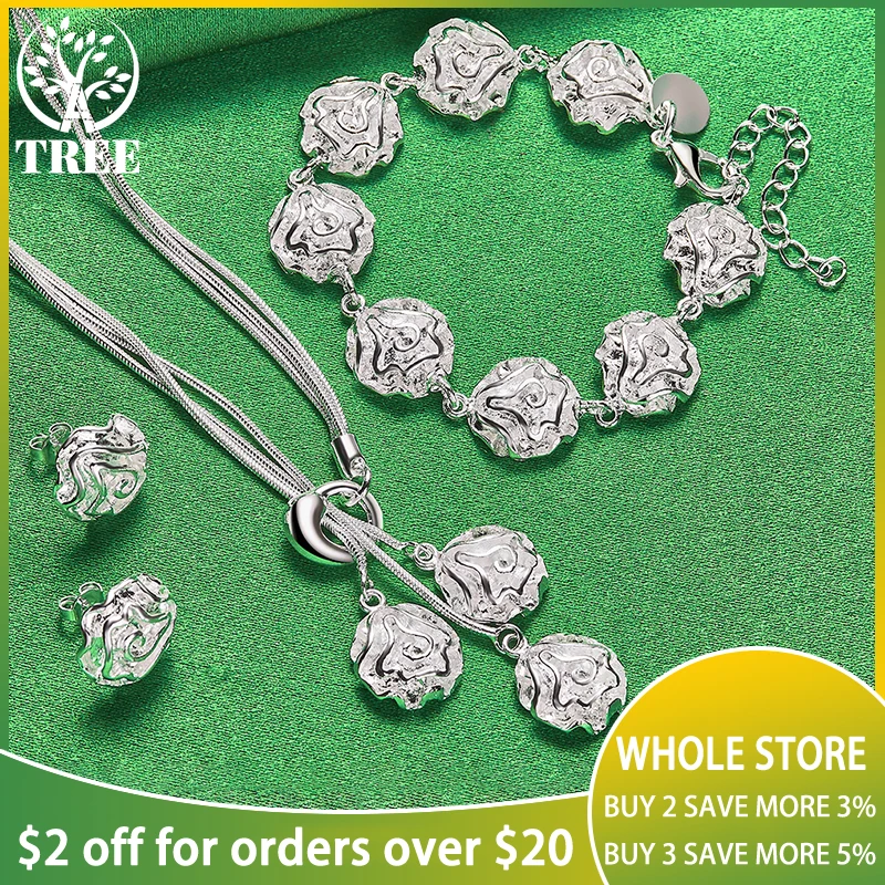 ALITREE 3pcs 925 Sterling Silver Full Flower Chain Necklace Earring Bracelet Set For Women Fashion Party Birthday Jewelry Sets
ALITREE 3pcs 925 Sterling Silver Full Flower Chain Necklace Earring Bracelet Set For Women Fashion Party Birthday Jewelry Sets