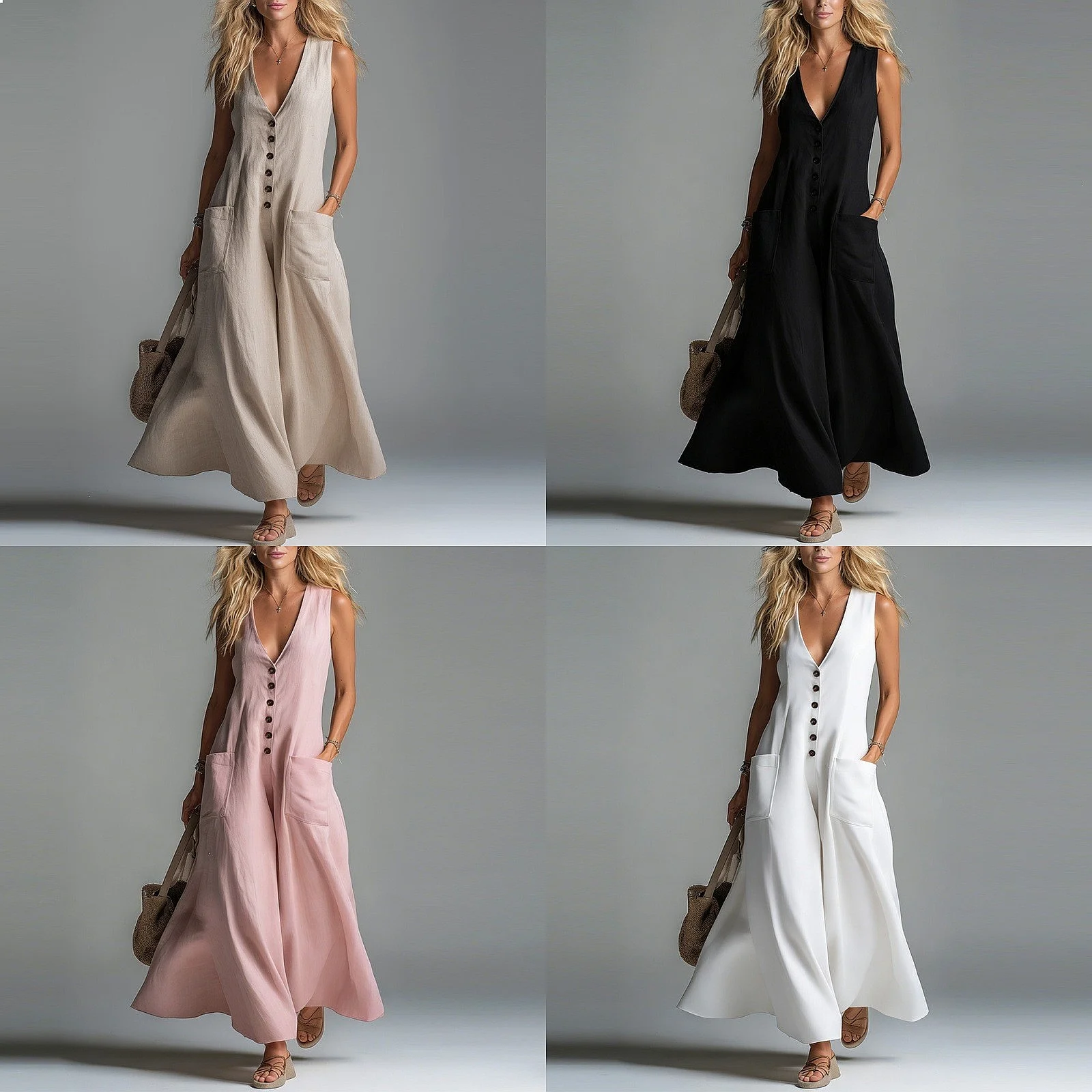 2026 Spring Summer Patch Pocket Deep V Neck Solid Casual Dress Dresses
2026 Spring Summer Patch Pocket Deep V Neck Solid Casual Dress Dresses