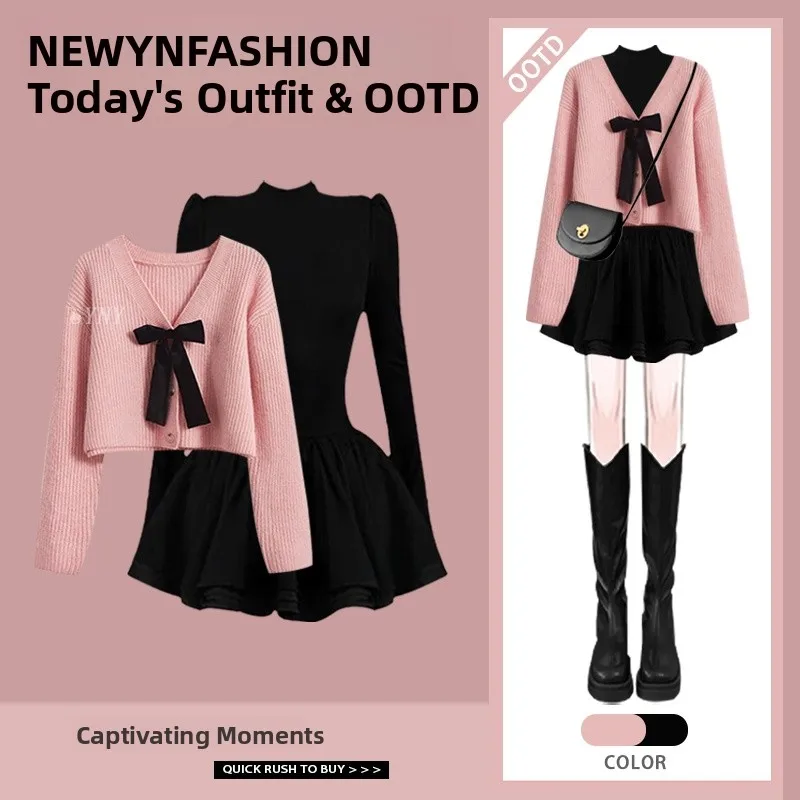 Spring Fashion Women's Pink Long Sleeve Sweater Set Waist-Cinching Dress V-neck Two-Piece Set High-End Feelings New 2026
Spring Fashion Women's Pink Long Sleeve Sweater Set Waist-Cinching Dress V-neck Two-Piece Set High-End Feelings New 2026