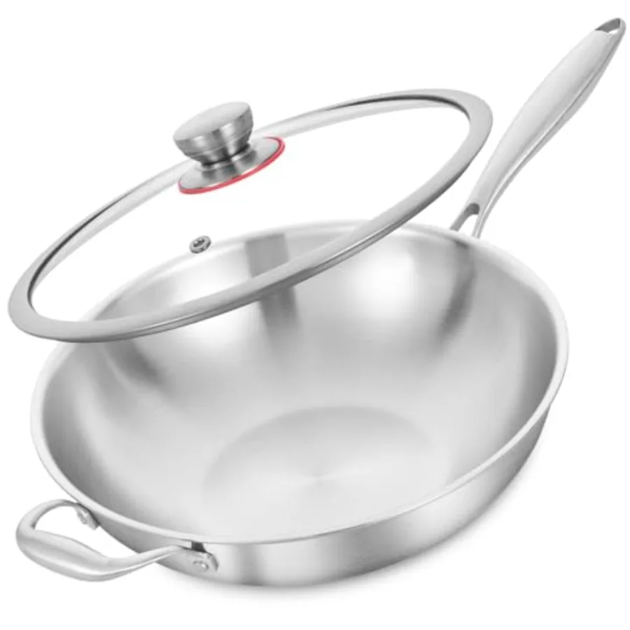 13 Inch Stainless Steel Wok with Glass Lid, Tri-Ply Stir Fry Pan with Detachable Handle, Uncoated Cooking Wok for Induction and
13 Inch Stainless Steel Wok with Glass Lid, Tri-Ply Stir Fry Pan with Detachable Handle, Uncoated Cooking Wok for Induction and