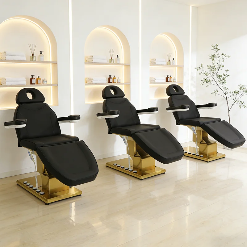 New Design Beauty Salon Furniture Black Gold Treatment Facial Spa Bed 3 Motors Electric Adjustable Massage Table Bed with Led
New Design Beauty Salon Furniture Black Gold Treatment Facial Spa Bed 3 Motors Electric Adjustable Massage Table Bed with Led