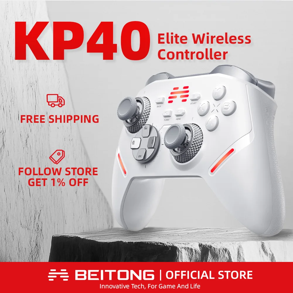 BEITONG KP40 Elite Wireless Pro Controller Adjustable TMR Joysticks TMR Triggers 1000Hz Bluetooth Gamepad for PC/NS2/iOS/Android
BEITONG KP40 Elite Wireless Pro Controller Adjustable TMR Joysticks TMR Triggers 1000Hz Bluetooth Gamepad for PC/NS2/iOS/Android