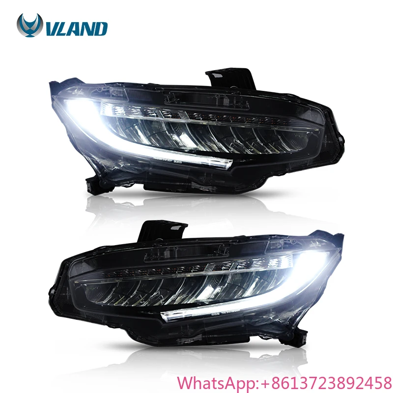VLAND Factory Modified Full LED Headlights Head Light 4 Doors Sedan 10th 2016-UP Sequential Car Front Lamp for Honda Civic
VLAND Factory Modified Full LED Headlights Head Light 4 Doors Sedan 10th 2016-UP Sequential Car Front Lamp for Honda Civic