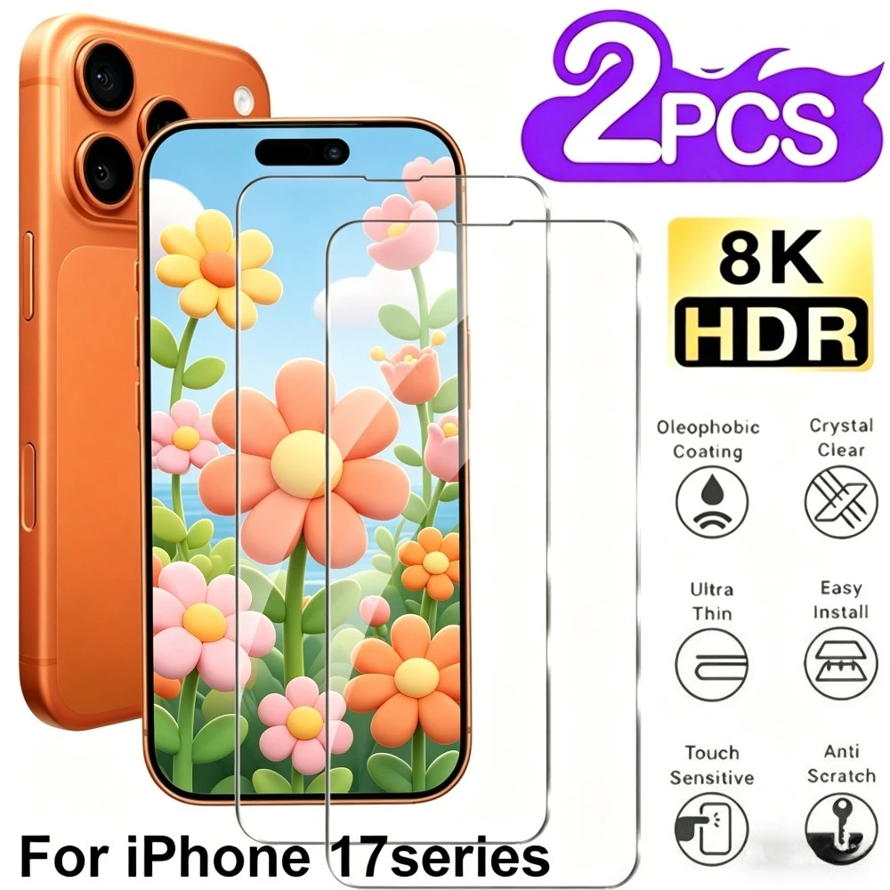 2Pcs High Definition Tempered Glass for iPhone 17 16 Pro Max Air 17e 16e 15 14 Plus 15 14 13 12 Pro 9H Hardness Screen Protector
2Pcs High Definition Tempered Glass for iPhone 17 16 Pro Max Air 17e 16e 15 14 Plus 15 14 13 12 Pro 9H Hardness Screen Protector