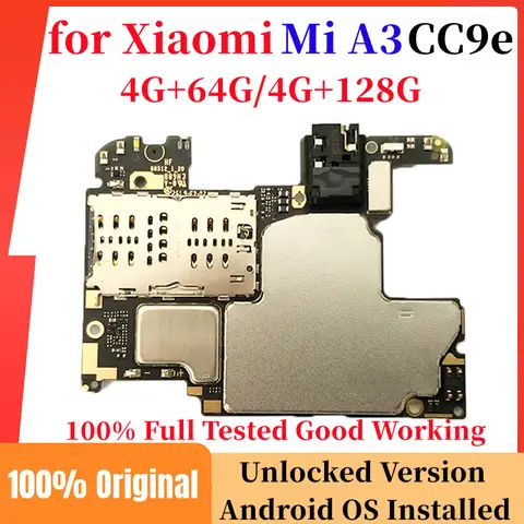 100% orijinal Unlocked Xiaomi Mi A3 CC9e küresel sürüm anakart devre mantık kurulu ile tam cips anakart plaka
