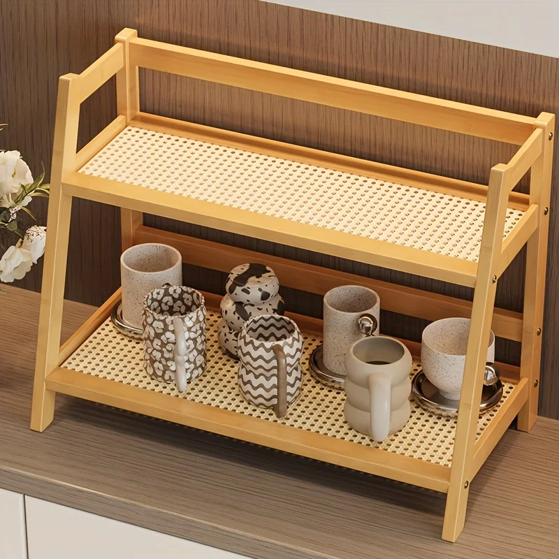 Bamboo Double-Layer Storage Shelf Bohemian Style Multi-Layer Cup Holder Desktop Storage Rack Rattan Cosmetic Home Desk Organizer
Bamboo Double-Layer Storage Shelf Bohemian Style Multi-Layer Cup Holder Desktop Storage Rack Rattan Cosmetic Home Desk Organizer