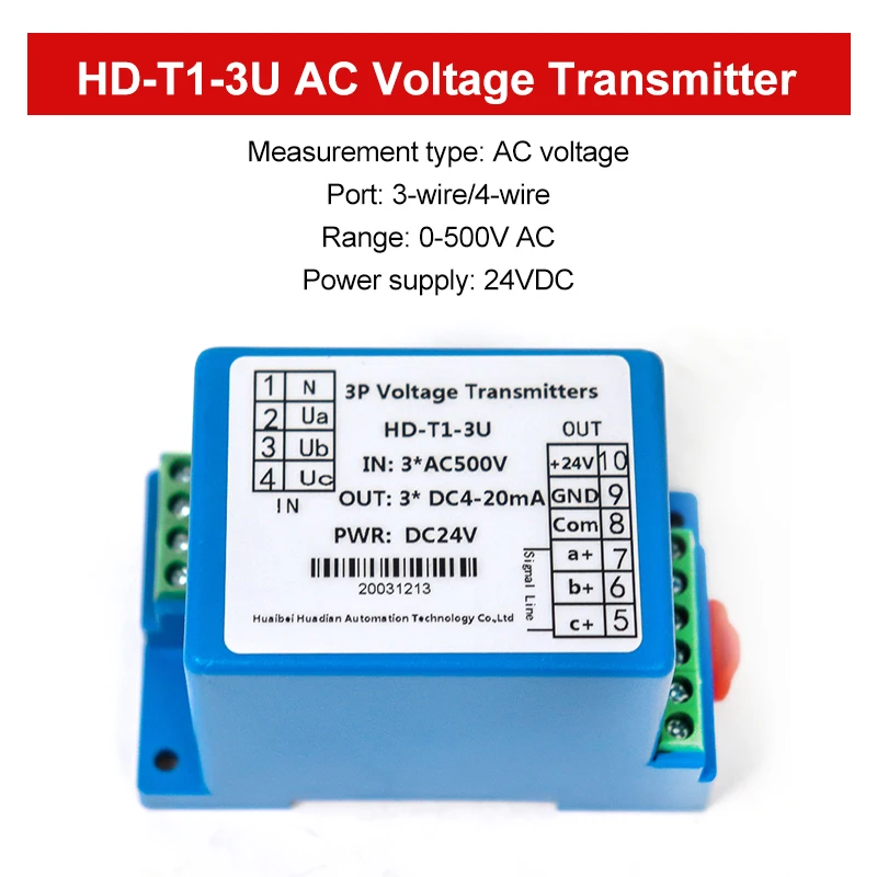 Hot Sale 4-20mA Output AC Voltage Voltage Sensor Three phase voltage transmitter
Hot Sale 4-20mA Output AC Voltage Voltage Sensor Three phase voltage transmitter