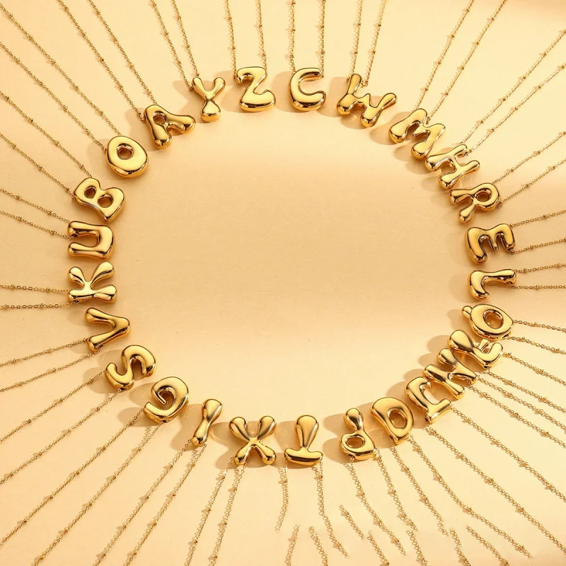 Stylish Chic Elegant 18K Gold Stainless Steel 26 English Letter Bubble Glossy Letter Pendant Trendy Casual Jewelry Gift
Stylish Chic Elegant 18K Gold Stainless Steel 26 English Letter Bubble Glossy Letter Pendant Trendy Casual Jewelry Gift