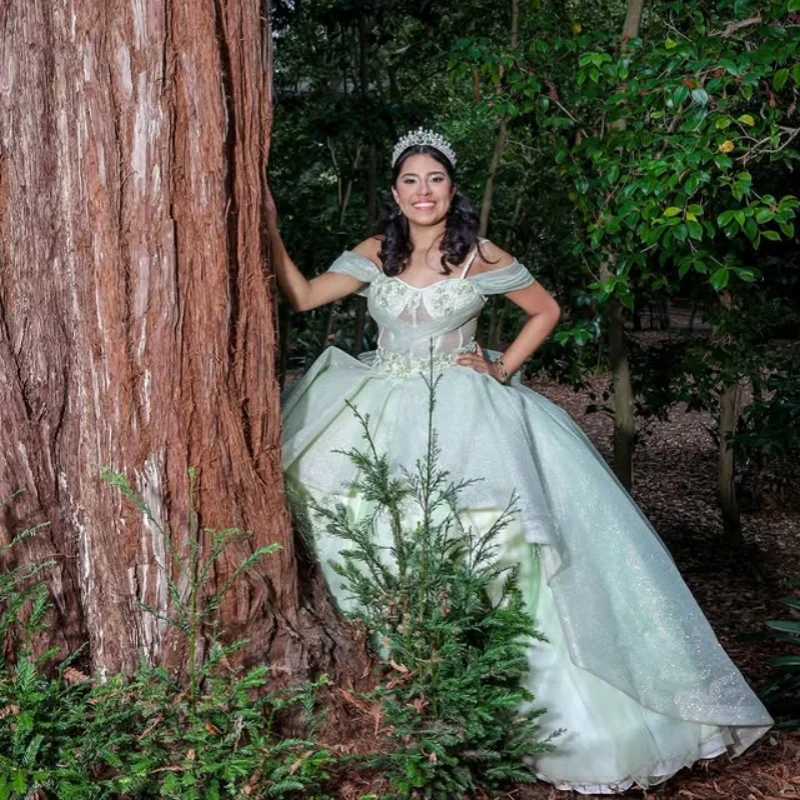 Блестящее мятно-зеленое платье Quinceanera с блестками и наклейкой, кружевное многослойное платье с длинным хвостом и бантом, Vestidos De 15, Quinceanera Настроить
Блестящее мятно-зеленое платье Quinceanera с блестками и наклейкой, кружевное многослойное платье с длинным хвостом и бантом, Vestidos De 15, Quinceanera Настроить