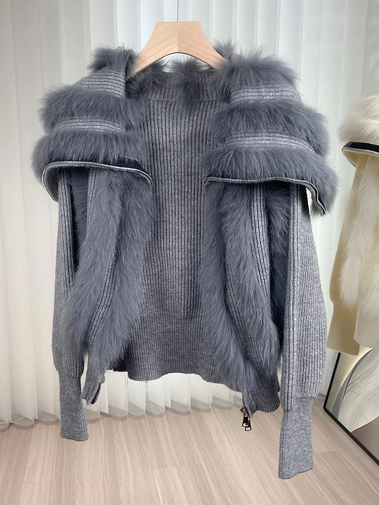 Fashion Fox Fur Coat Short Autumn Zipper Top Patchwork Plush Elegant Women's Clothing 2024 Winter Knitt Cardigan Sweater
Fashion Fox Fur Coat Short Autumn Zipper Top Patchwork Plush Elegant Women's Clothing 2024 Winter Knitt Cardigan Sweater