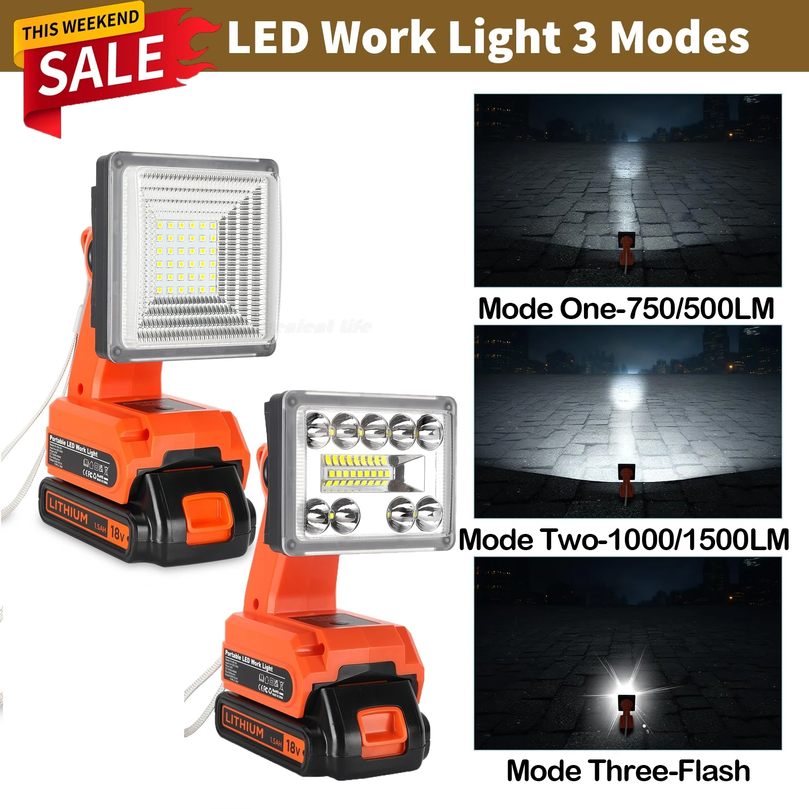 1000/1500LM Cordless Light for BLACK+DECKER 20V Max Lithium-ion Battery Portable LED Spotlight with USB Port 25W LED Work Light
1000/1500LM Cordless Light for BLACK+DECKER 20V Max Lithium-ion Battery Portable LED Spotlight with USB Port 25W LED Work Light